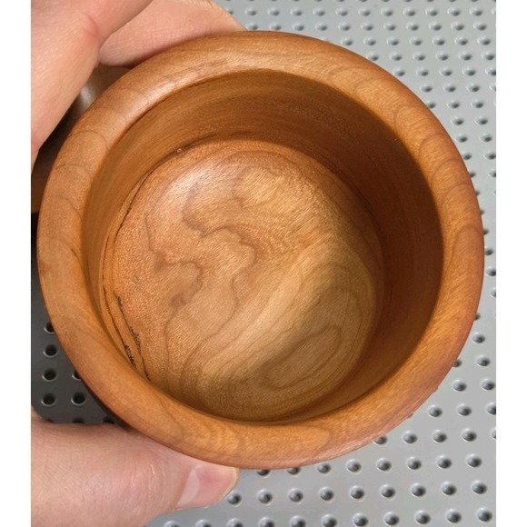 Vintage Black Cherry Wooden Round Trinket Stash Spice Box Wood Container - Picture 7 of 12